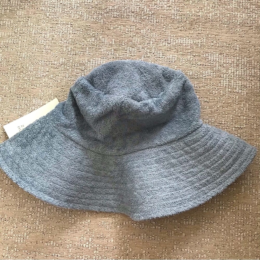 Zara Cotton Linen Blend Terry Bucket Hat - Blue